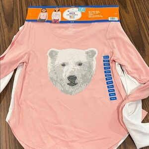 Children's Pink Polar Bear Long Sleeve Tee